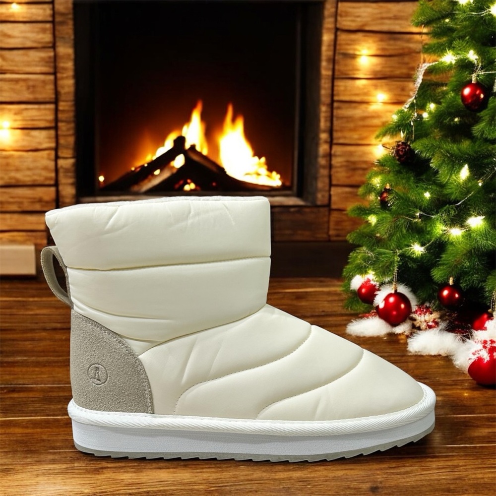 Lands’ End Women’s Puffer Ankle Winter Boots Size 6 Faux-Fur Lined NWOT